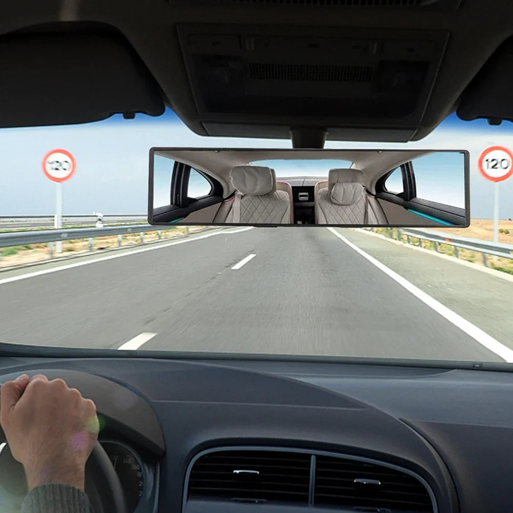 Espejo Retrovisor Panorámico Universal para Coche – Antideslumbrante, Gran Angular, Ideal para Marcha Atrás, Aparcamiento y Estilo Automotriz.