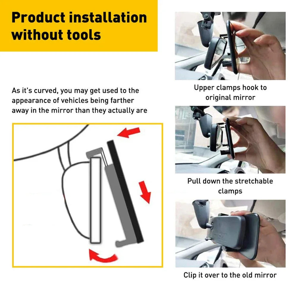 Espejo Retrovisor Panorámico Universal para Coche – Antideslumbrante, Gran Angular, Ideal para Marcha Atrás, Aparcamiento y Estilo Automotriz.