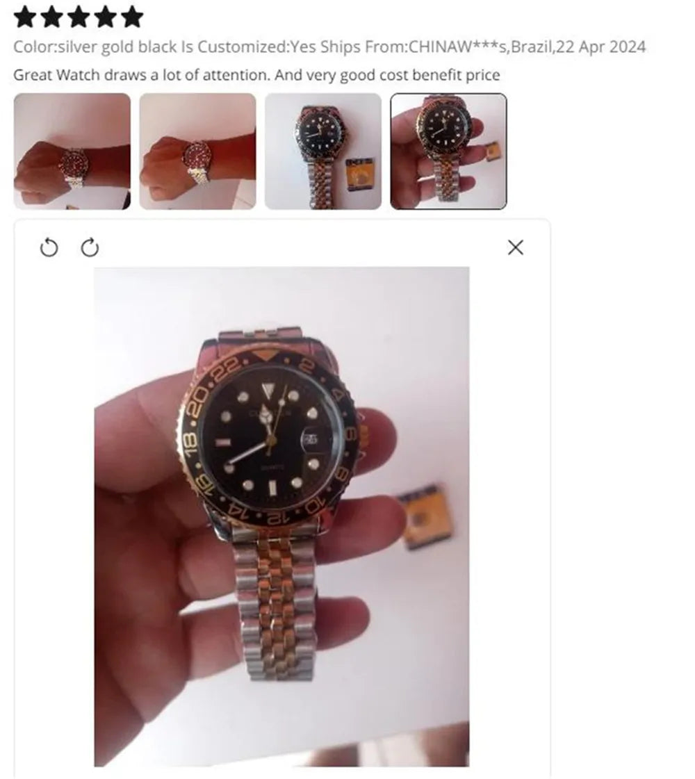 Reloj de Cuarzo para Hombre 2024 – Acero Inoxidable, Calendario y Estilo Casual