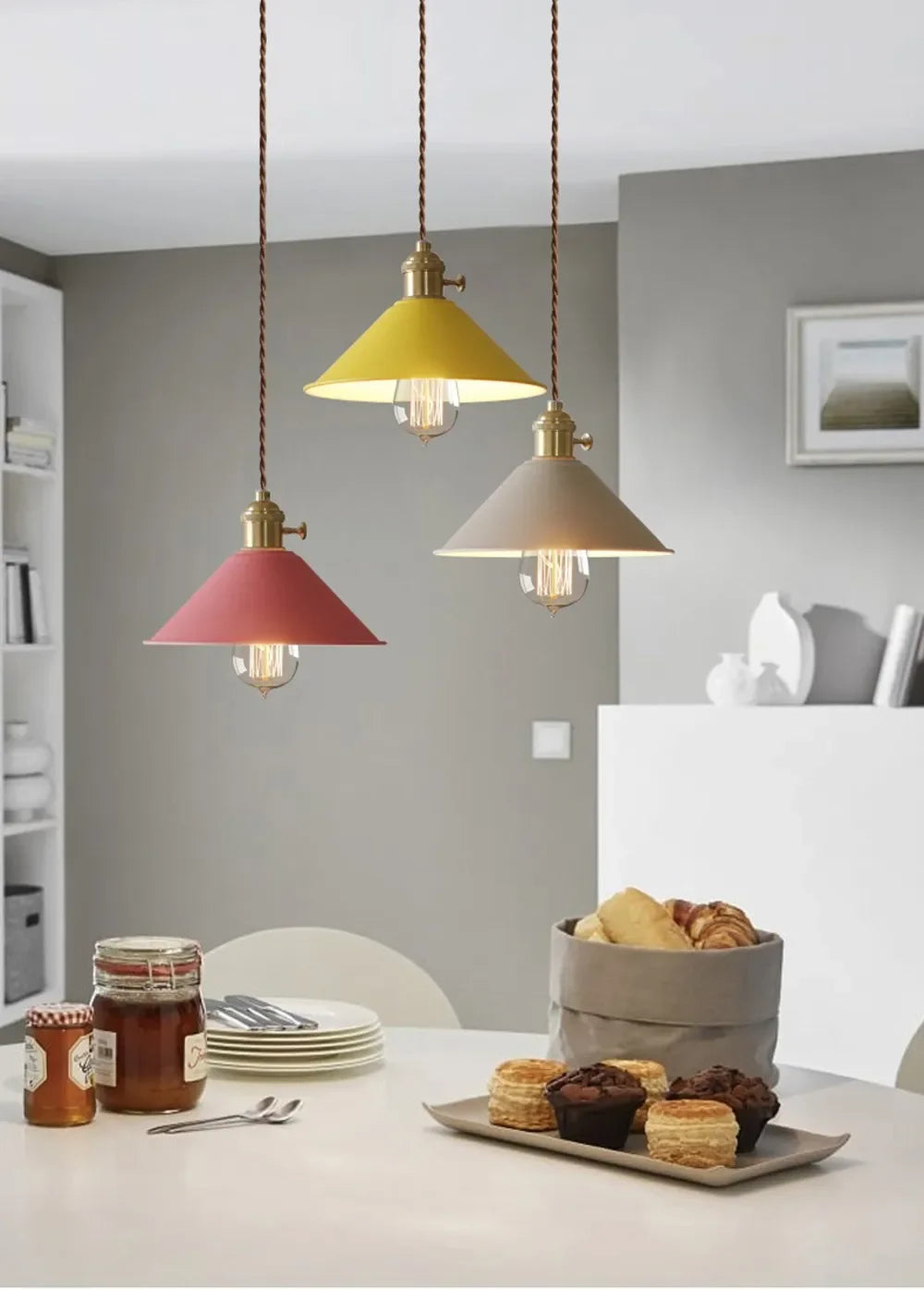 DINDALLED Modern Pendant Light E27 Chandeliers for Living Room Dining Room Kitchen Bedroom Pendant Lamp Three-head Hanging Lamp