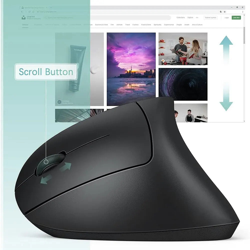 Ratón Vertical Ergonómico Inalámbrico – 3 DPI Ajustables, 6 Botones para PC y Laptop