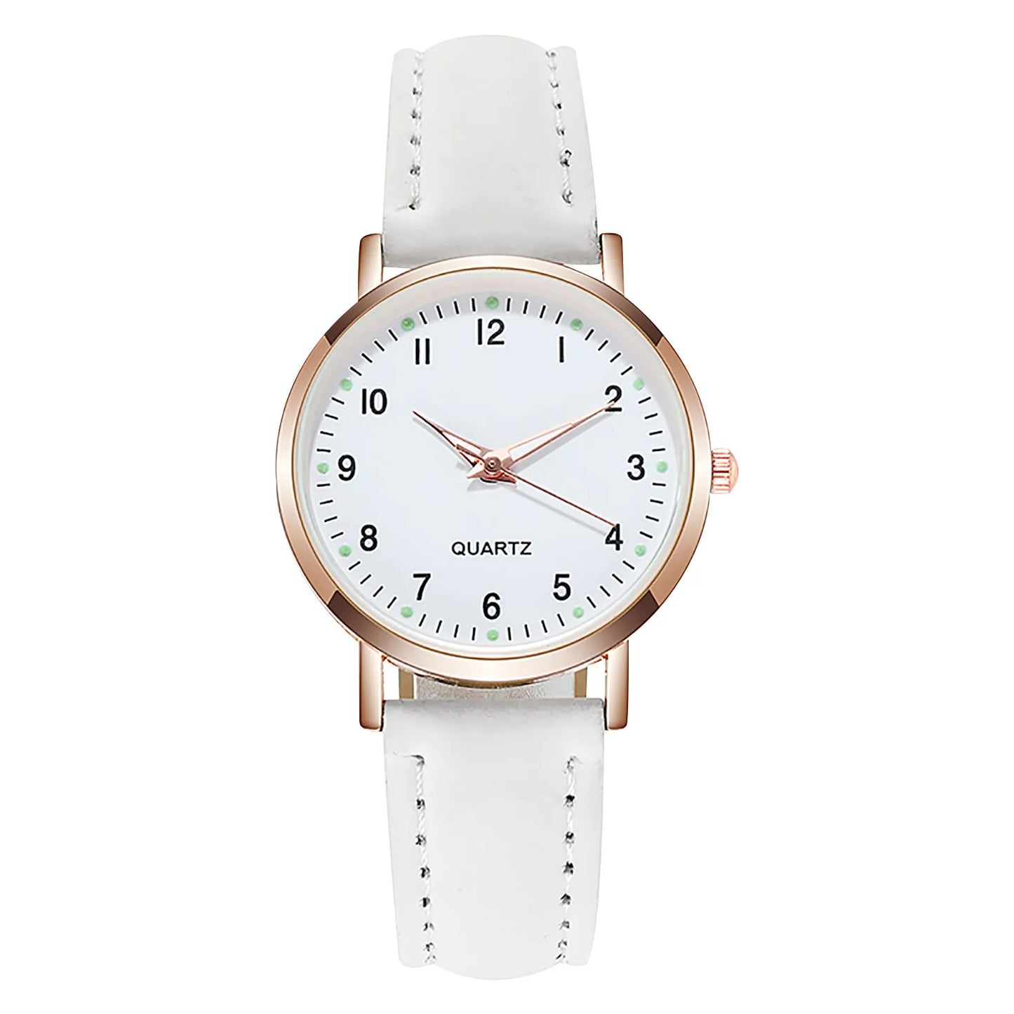 Reloj Mujer – Lujo, Cuarzo, Correa de Cuero y Manecillas Luminiscentes