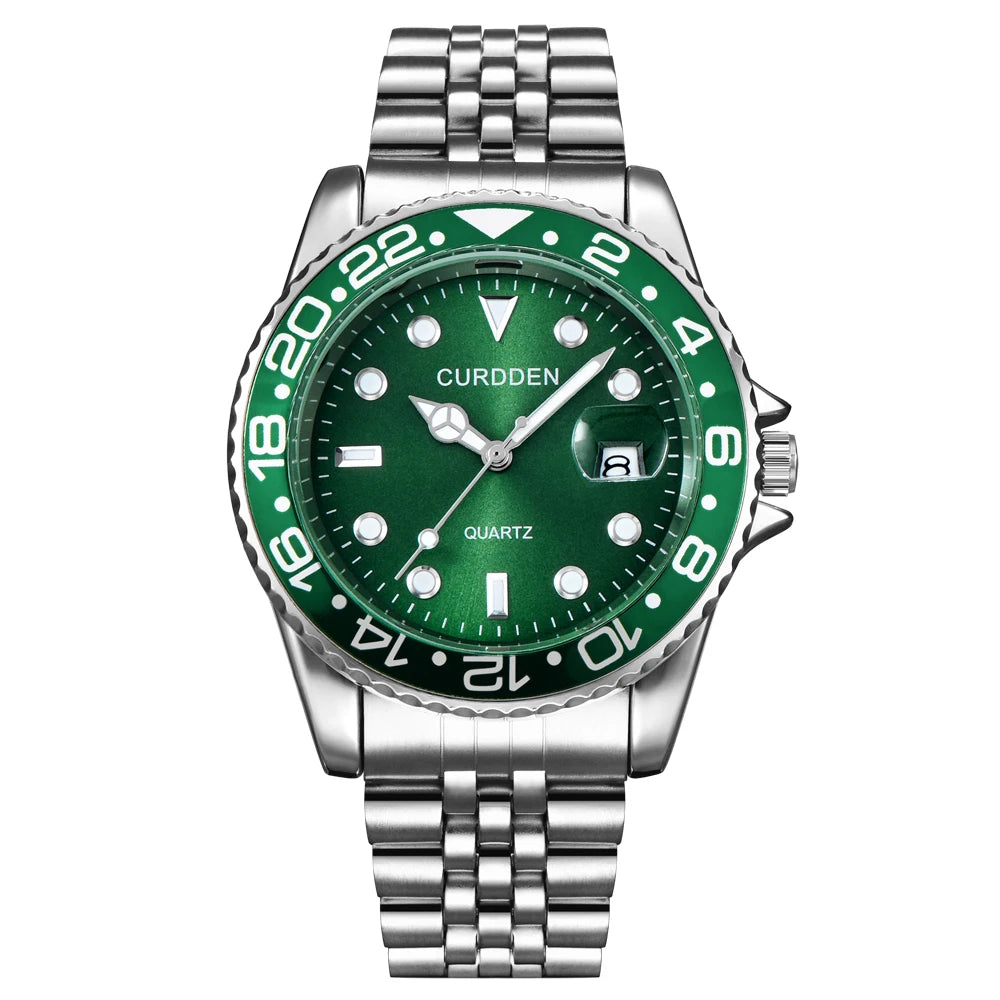 Reloj de Cuarzo para Hombre 2024 – Acero Inoxidable, Calendario y Estilo Casual