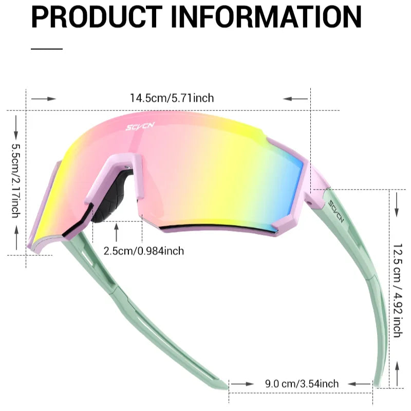 SCVCN Women Sports Sunglasses Pink Fashion Cycling Glassesfor Men Street Shades Driving UV400 Bike Bicycle Hiking Golf Baseball