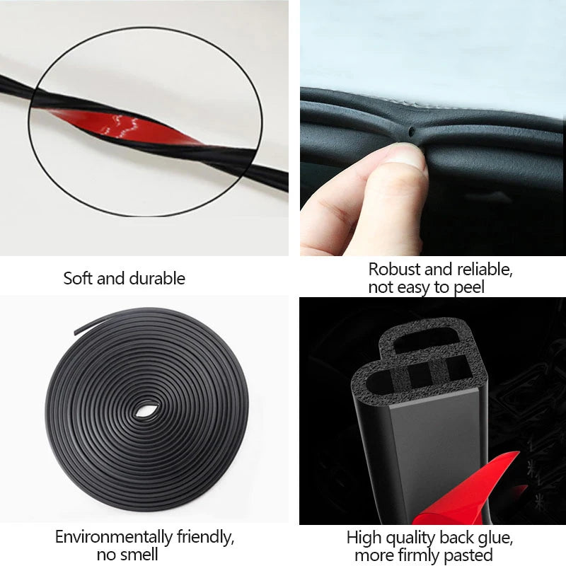 SEAMETAL Tira de Sellado para Puerta de Coche de Goma – Protector de Doble Capa, Aislante de Sonido, Impermeable y Anticlima para Puertas, Capó y Maletero.