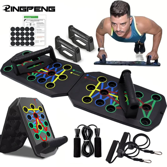 Set Portátil de Tabla Multifuncional de Flexiones con Asas, Equipo de Fitness Plegable para Entrenamiento de Pecho, Abdomen, Brazos y Espalda ✅