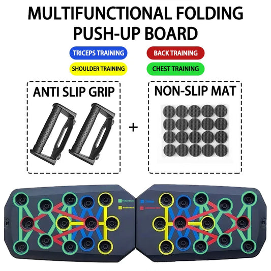 Set Portátil de Tabla Multifuncional de Flexiones con Asas, Equipo de Fitness Plegable para Entrenamiento de Pecho, Abdomen, Brazos y Espalda ✅