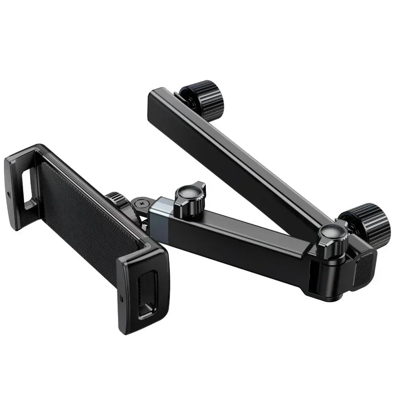 Soporte para Tablet en Reposacabezas de Coche – Soporte de Teléfono Giratorio 360°, Brazo Largo Ajustable con 2 Ganchos, Compatible con Dispositivos de 4.7 a 12 pulgadas.