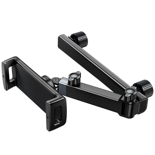 Soporte para Tablet en Reposacabezas de Coche – Soporte de Teléfono Giratorio 360°, Brazo Largo Ajustable con 2 Ganchos, Compatible con Dispositivos de 4.7 a 12 pulgadas.
