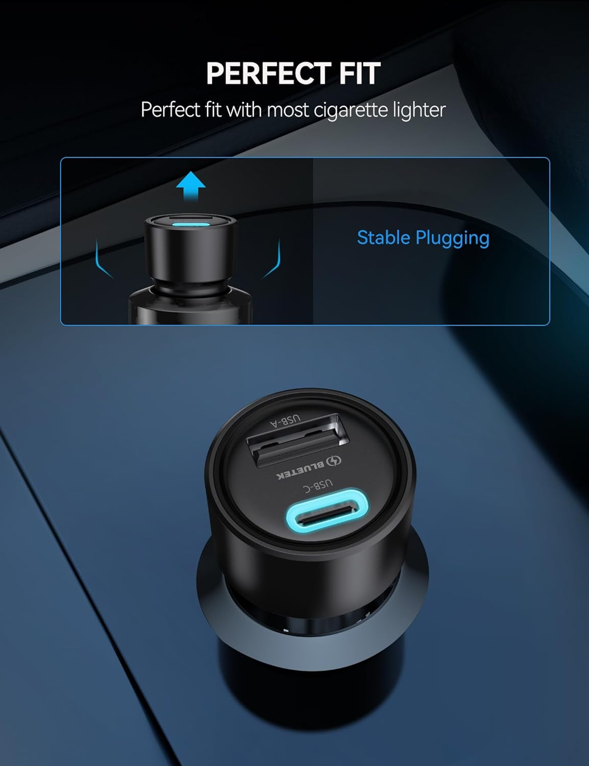 Pack de 2 Cargadores de Coche USB-C, 48W Ultra Rápidos | Doble Puerto con Tecnología PD & QC3.0 | Compatible con iPhone 16/15/14/13 y Samsung Galaxy