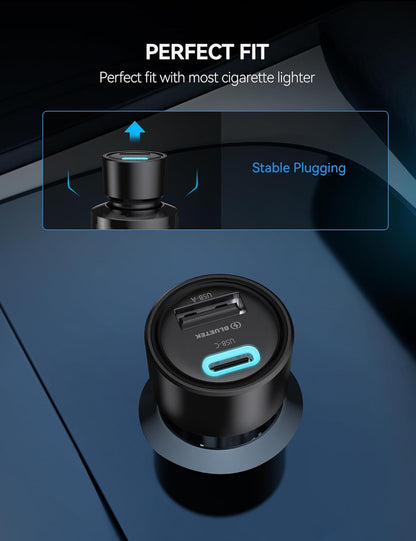 Pack de 2 Cargadores de Coche USB-C, 48W Ultra Rápidos | Doble Puerto con Tecnología PD & QC3.0 | Compatible con iPhone 16/15/14/13 y Samsung Galaxy