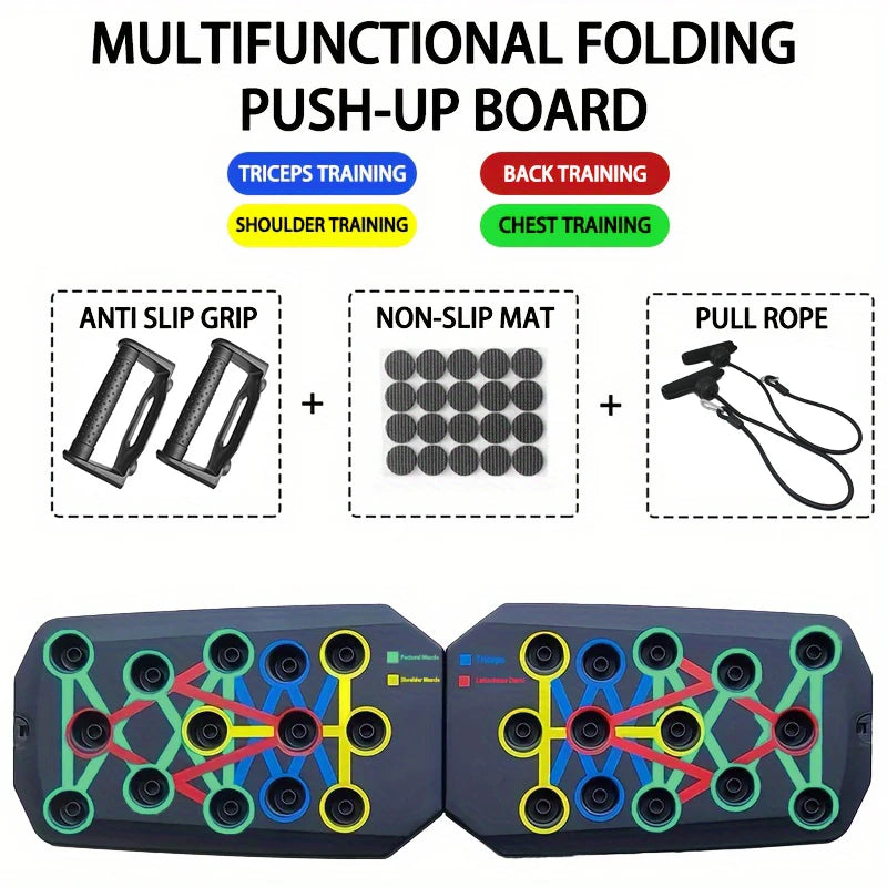 Set Portátil de Tabla Multifuncional de Flexiones con Asas, Equipo de Fitness Plegable para Entrenamiento de Pecho, Abdomen, Brazos y Espalda ✅