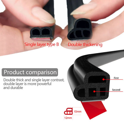 SEAMETAL Tira de Sellado para Puerta de Coche de Goma – Protector de Doble Capa, Aislante de Sonido, Impermeable y Anticlima para Puertas, Capó y Maletero.