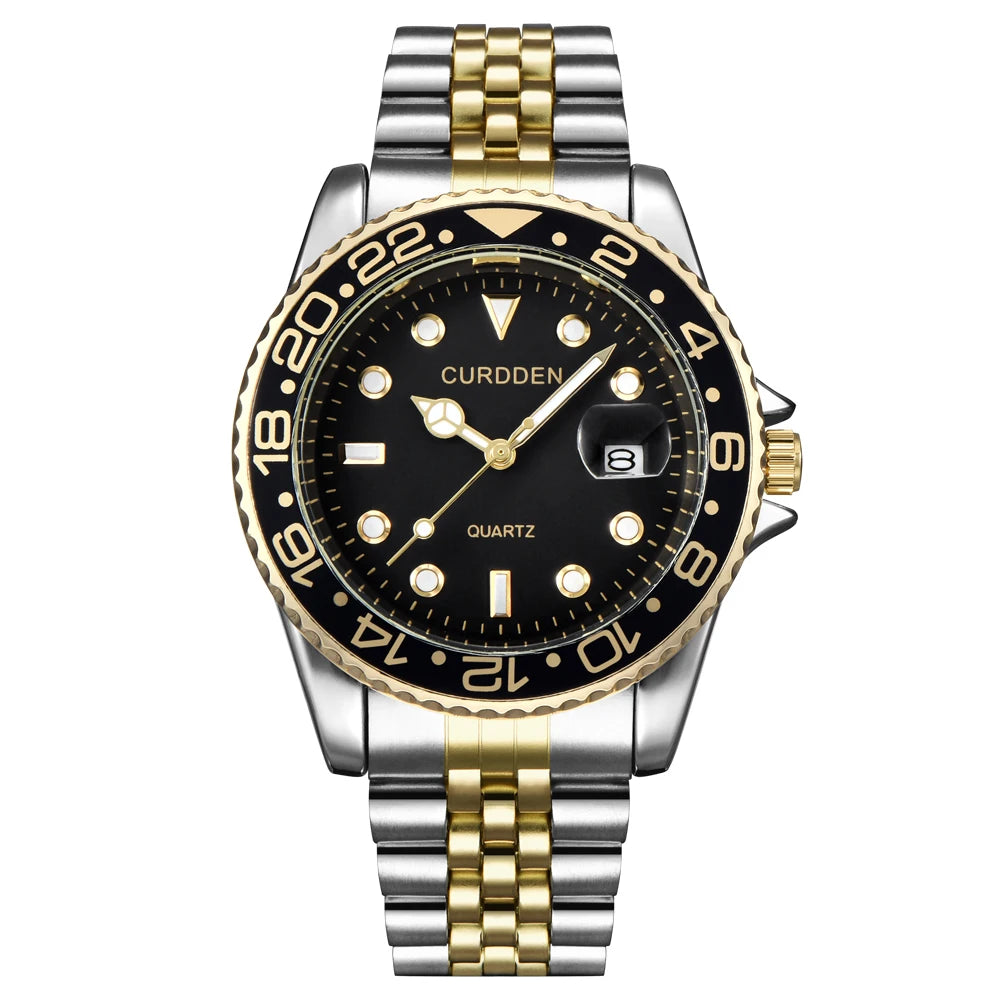 Reloj de Cuarzo para Hombre 2024 – Acero Inoxidable, Calendario y Estilo Casual