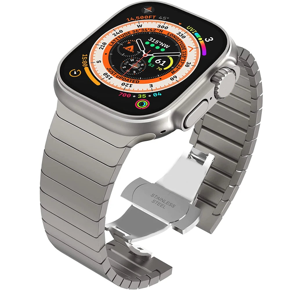 Correa de Titanio para Apple Watch – Acero Inoxidable Compatible con Series 3 al 11 y Ultra
