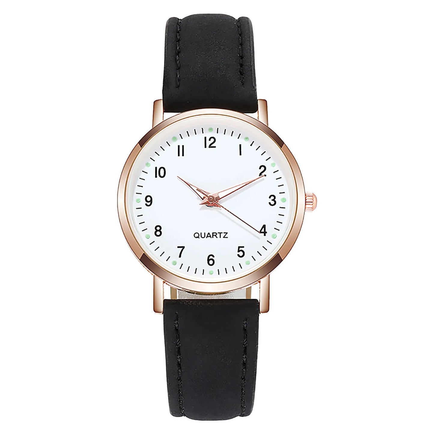 Reloj Mujer – Lujo, Cuarzo, Correa de Cuero y Manecillas Luminiscentes