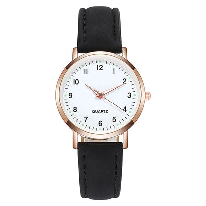 Reloj Mujer – Lujo, Cuarzo, Correa de Cuero y Manecillas Luminiscentes