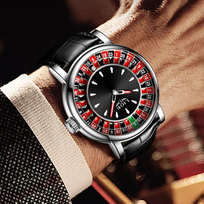 Reloj LIGE Hombre – Cuarzo, Lujo, Dial Ruleta, Cuero, Resistente al Agua