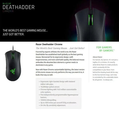 Ratón Gaming Razer DeathAdder Viper – 6400 DPI, Cableado, Esports
