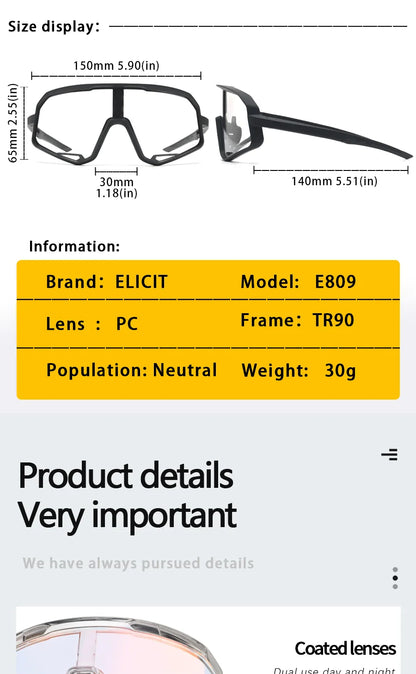 Gafas Ciclismo ELICIT – UV400 y Fotocromáticas