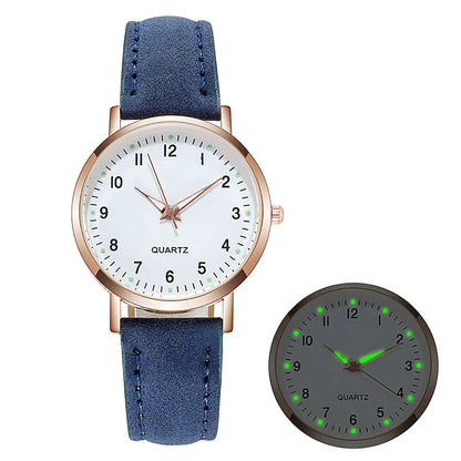 Reloj Mujer – Lujo, Cuarzo, Correa de Cuero y Manecillas Luminiscentes