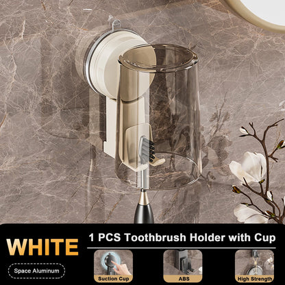 Vacuum suction cup toothbrush Storage Rack Non-punching Wall-mounted Toothbrush Holder Dustproof Space Saving Mouthwash Cup Set