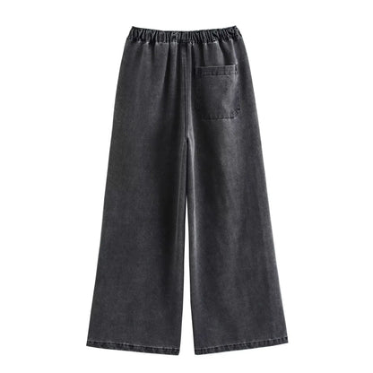 2024 Autumn Jeans Sets Women Turn-down Collar Casual Top Fashion High Waist Streetwear Female Denim Pant Two Piece Set