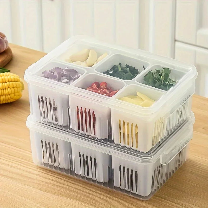 Food Storage Containers with Lids Airtight, Fridge Fresh-Keeping Container with 6 Detachable Boxes, Portable Divided Container