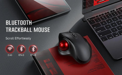 Ratón Trackball Inalámbrico – Recargable, Ergonómico y Ajustable, Bluetooth/USB