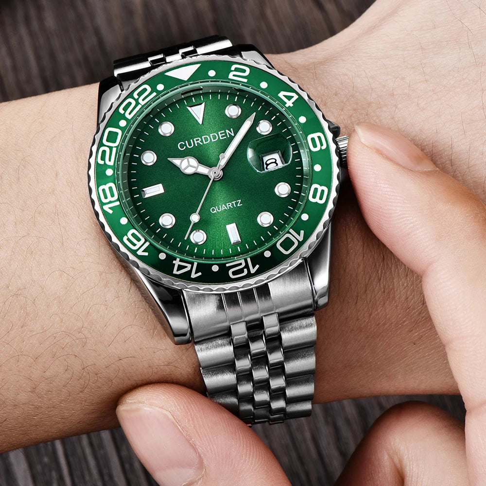 Reloj de Cuarzo para Hombre 2024 – Acero Inoxidable, Calendario y Estilo Casual