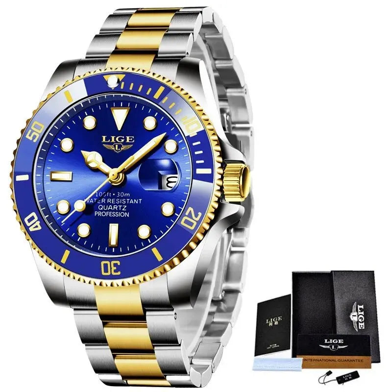 Reloj LIGE Hombre – Lujo, Diver 30ATM, Fecha, Deportivo y Cuarzo