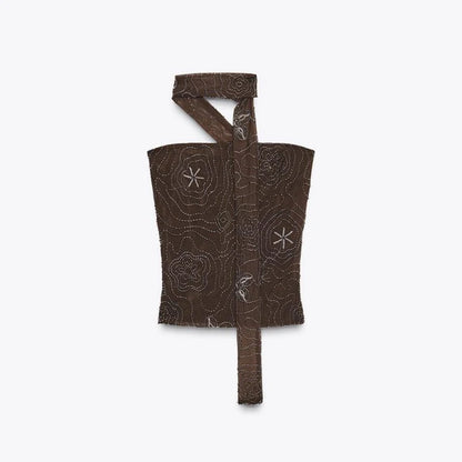 Sexy Beading Sequin Top Pant Set Women Slim Tube Top Scarf Neck See Through Straight Trouser 2025 Fashion Autumn Party Suit Lady