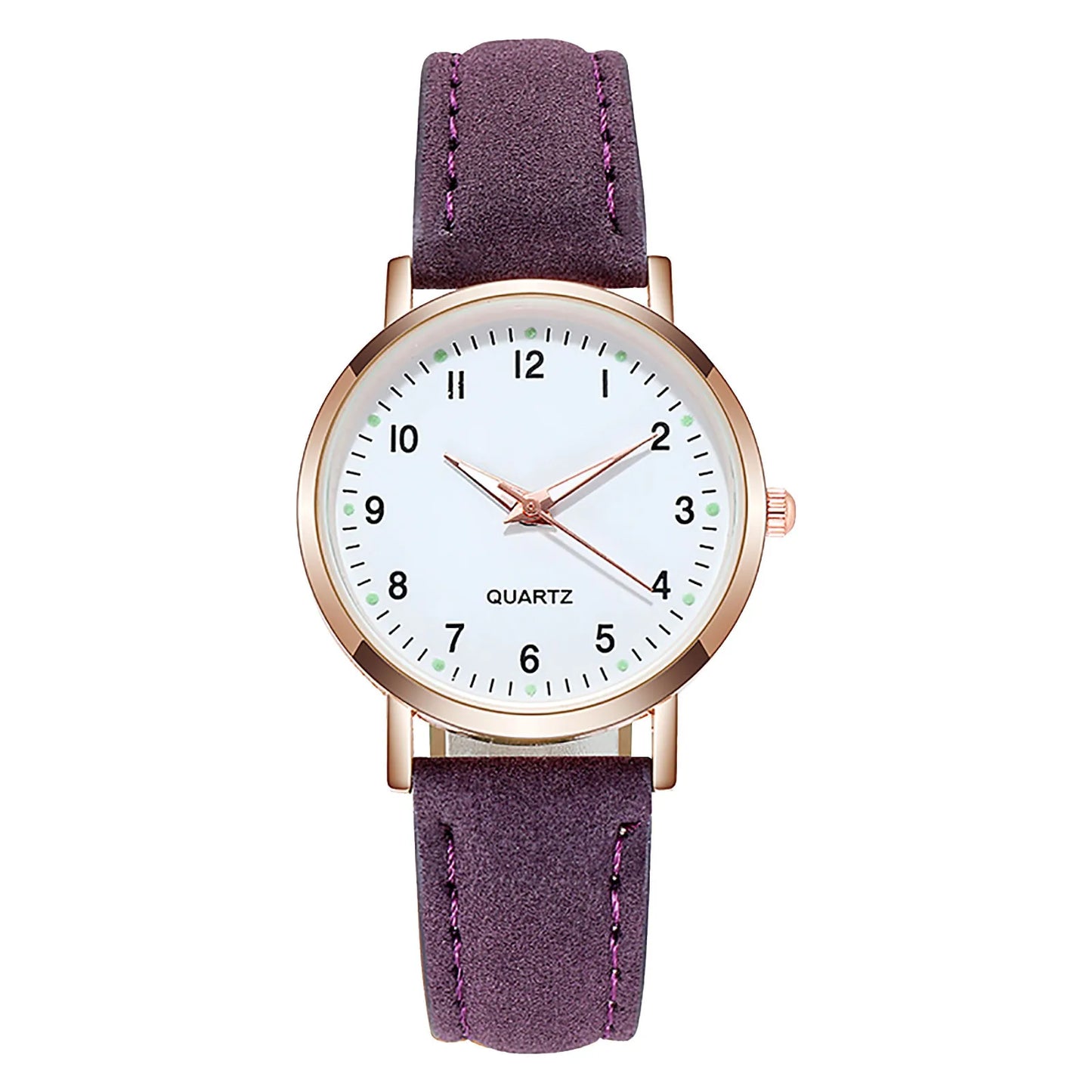 Reloj Mujer – Lujo, Cuarzo, Correa de Cuero y Manecillas Luminiscentes