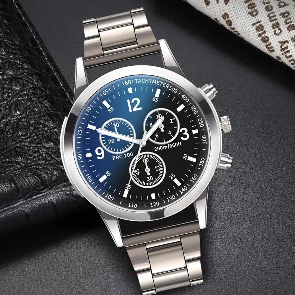 1/2 Piezas Relojes de Hombre de Negocios – Moda, Correa de Acero, Cuarzo y Pulsera (Sin Caja)