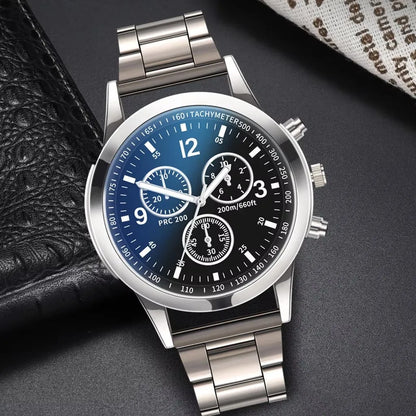 1/2 Piezas Relojes de Hombre de Negocios – Moda, Correa de Acero, Cuarzo y Pulsera (Sin Caja)