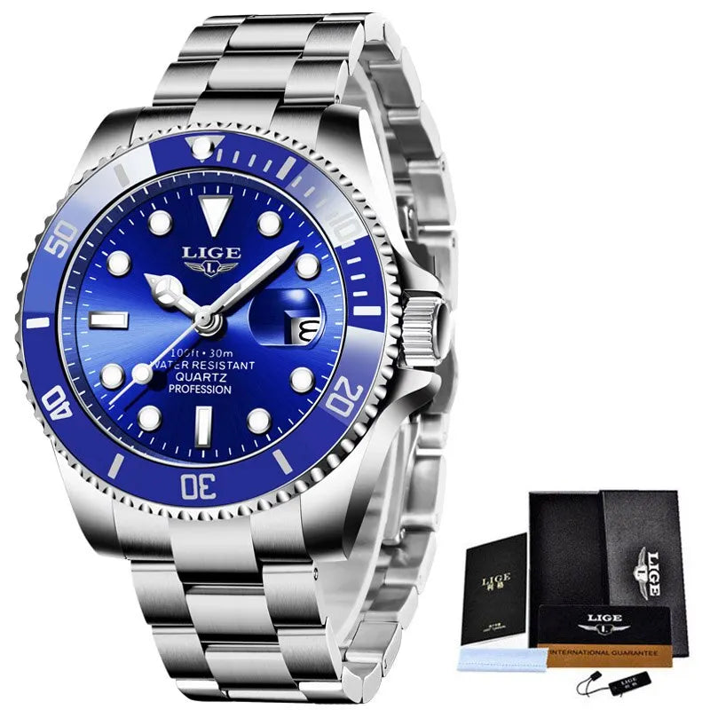 Reloj LIGE Hombre – Lujo, Diver 30ATM, Fecha, Deportivo y Cuarzo