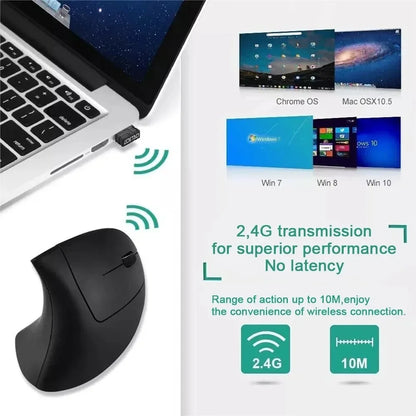 Ratón Vertical Ergonómico Inalámbrico – 3 DPI Ajustables, 6 Botones para PC y Laptop