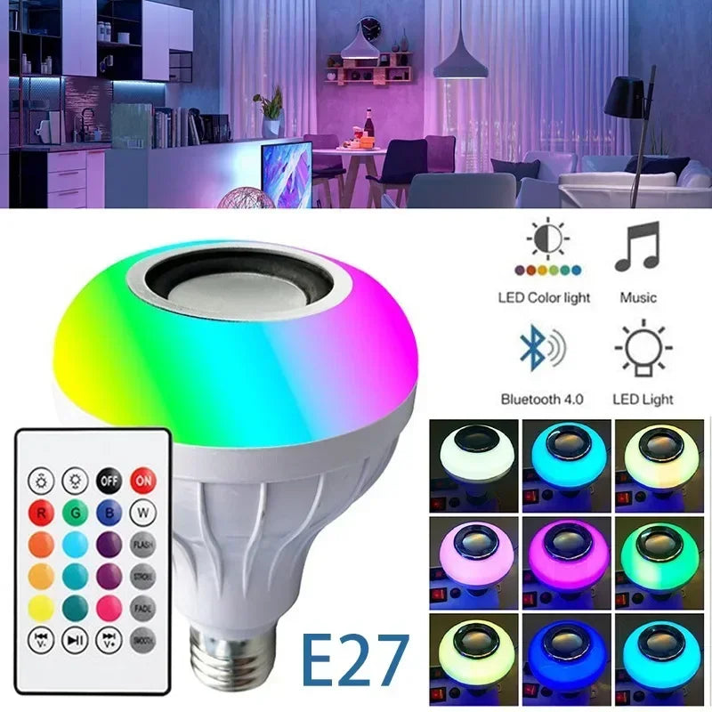 E27 Bluetooth Speaker Music Bulb With Remote Control 85-265V RGBW DJ Disco Stage Bulbs For Bedroom Living Room Stage Lighting