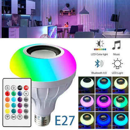 E27 Bluetooth Speaker Music Bulb With Remote Control 85-265V RGBW DJ Disco Stage Bulbs For Bedroom Living Room Stage Lighting