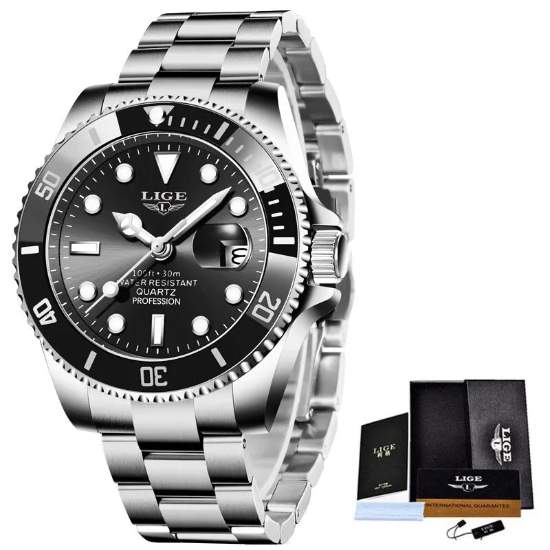 Reloj LIGE Hombre – Lujo, Diver 30ATM, Fecha, Deportivo y Cuarzo