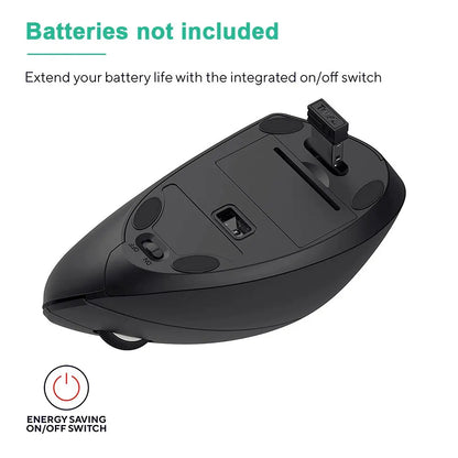 Ratón Vertical Ergonómico Inalámbrico – 3 DPI Ajustables, 6 Botones para PC y Laptop