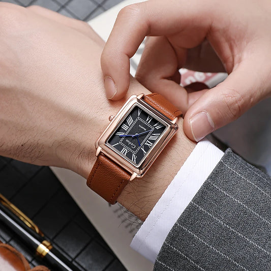 Reloj de Pulsera de Cuarzo para Hombre con Correa de Cuero