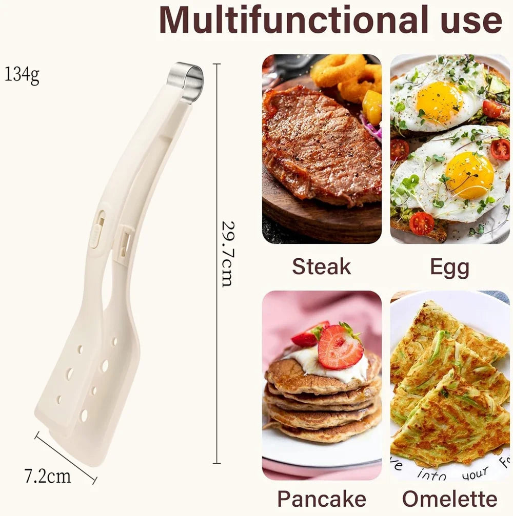 2-in-1 Stainless Steel Kitchen Tongs with Silicone Tips,Heat Resistant Non-Scratch Utensil for Cooking, BBQ, Frying, Serving Sal