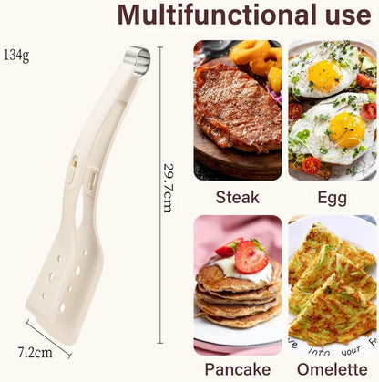 2-in-1 Stainless Steel Kitchen Tongs with Silicone Tips,Heat Resistant Non-Scratch Utensil for Cooking, BBQ, Frying, Serving Sal
