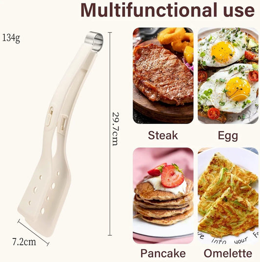 2-in-1 Stainless Steel Kitchen Tongs with Silicone Tips,Heat Resistant Non-Scratch Utensil for Cooking, BBQ, Frying, Serving Sal