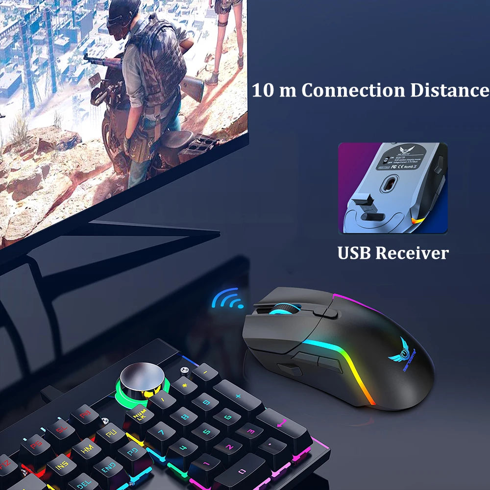 Ratón Gaming Inalámbrico RGB – 8 Botones, 3200DPI, Recargable