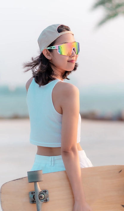 SCVCN Women Sports Sunglasses Pink Fashion Cycling Glassesfor Men Street Shades Driving UV400 Bike Bicycle Hiking Golf  Baseball
