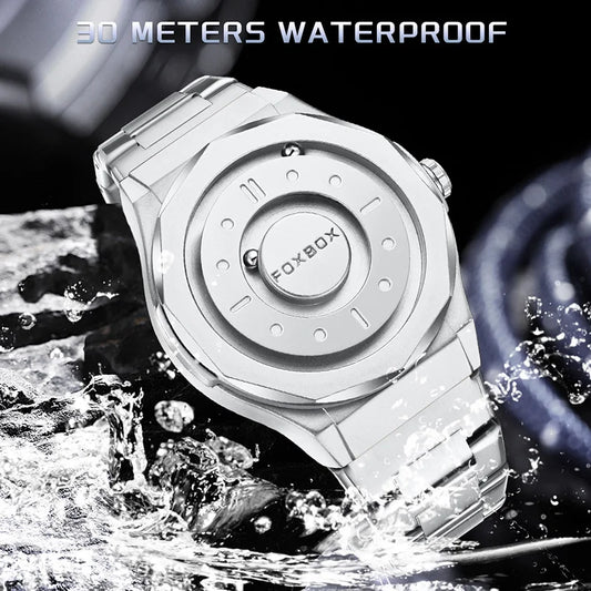 Reloj FOXBOX Hombre – Cuarzo, Acero Inoxidable y Aguja Deslizante Magnética