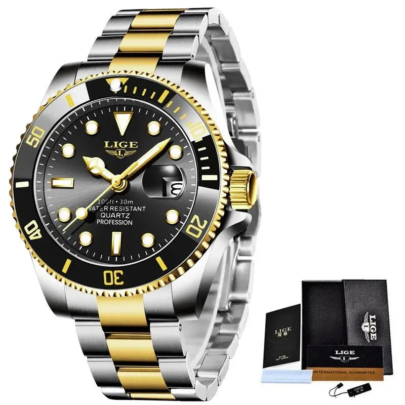 Reloj LIGE Hombre – Lujo, Diver 30ATM, Fecha, Deportivo y Cuarzo