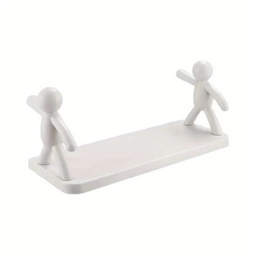 1pc Small Person Storage Rack Cartoon Non Punch Storage Rack Toilet Bathroom Cosmetics Storage Rack Seasoning Jar Sorting Rack